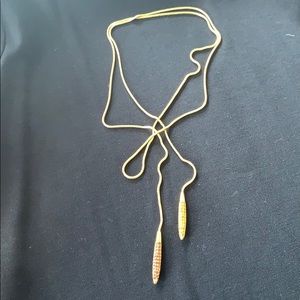 Swarovski bolo necklace long gold chain